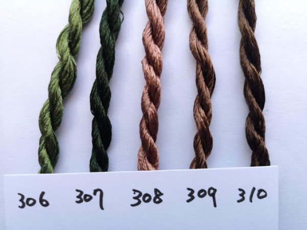 画像1: シルク糸（7m x ６本取り）刺繍、オヤ作成に。(No306-310) (1)