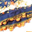 画像1: トゥーオヤ・スカーフ /ネイビーにオレンジと黄色のちょうちょの縁飾り (1)